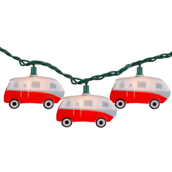 Dennis East Retro Bus Novelty Summer String Lights - 6 ft Green Wire - 10ct White {1}