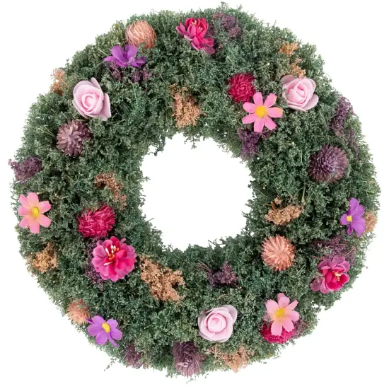 Northlight Thistle Mixed Floral Spring Wreath - 13" - Pink and Purple Green {3}
