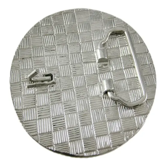 Fuchsia Rhinestone Covered Round Chrome Belt Buckle {4}