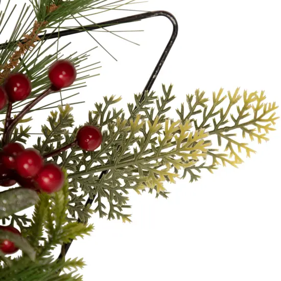 Northlight 24" Pine Christmas Tree Wall Hanging Decoration with Berries and Holly Green {4}