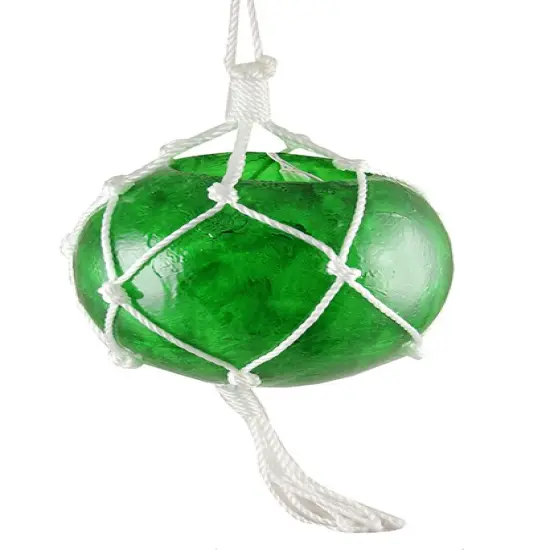 Barcana Macrame-Style Lighted Sphere Hanging Christmas Decoration - 11.5" - Green - Warm White - White Wire {1}