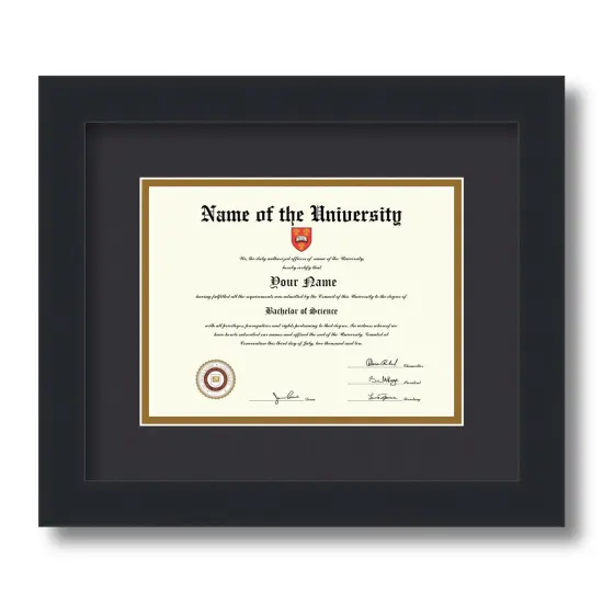 ArtToFrames 6x8 inch Diploma Frame - Framed with Black and Gold Mats, Comes with Regular Glass and Sawtooth Hanger for Wall Hanging (D-6x8) {1}