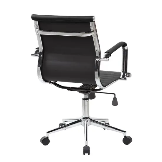 Techni Office Solutions 3' Black and Metallic Silver Modern Medium Back Executive Office Chair {4}