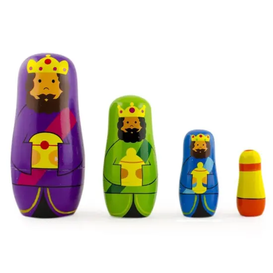 Set of 4 Unfinished Wooden Nesting Dolls DIY Craft Blanks for Painting 4 Inches {7}