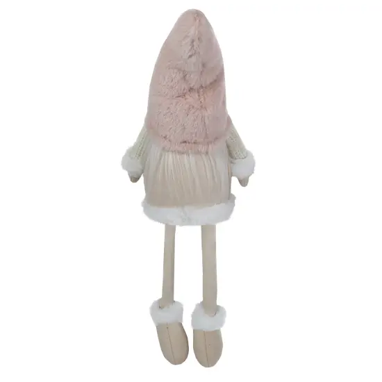 Northlight Sitting Christmas Gnome with Dangling Legs - 24" - Cream and Pink {4}