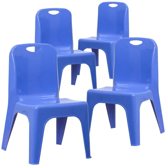 Emma and Oliver 4 Pack Plastic Stack School Chair with Carrying Handle and 11" Seat Height {2}