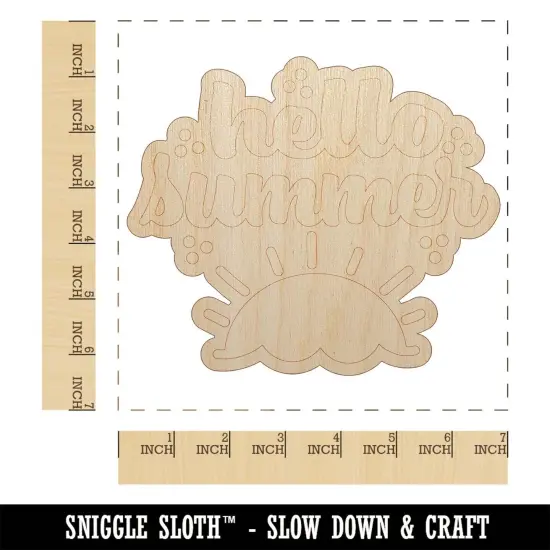 Hello Summer Unfinished Wood Shape Piece Cutout for DIY Craft Projects {1}