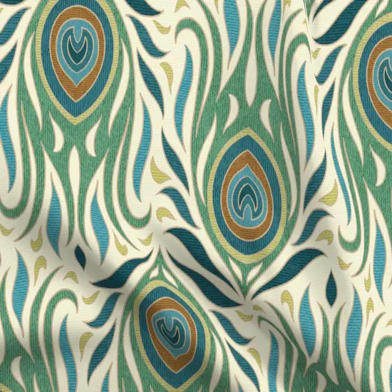 Various Fabrics by the Yard or Fat Quarter Animal Print Feathers Peacocks Birds Green Blue Custom Printed Fabric by Spoonflower {5}