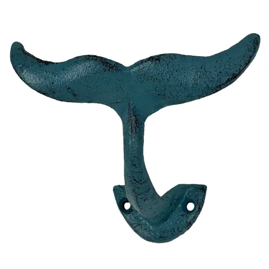 Set of 3 Cast Iron Nautical Whale Tale Wall Hooks {7}