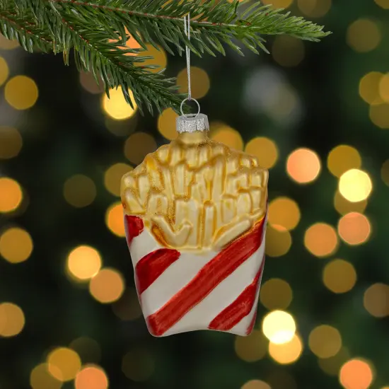 Northlight 4" Fast Food French Fries Glass Christmas Ornament Yellow {3}