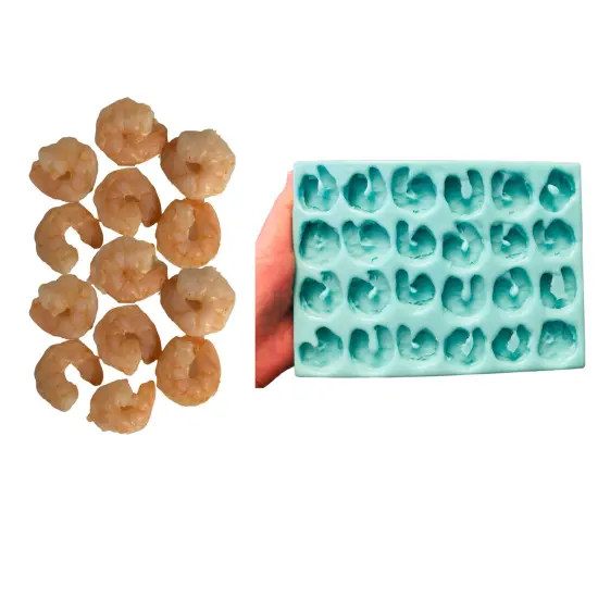 24pc Cooked Shrimp Silicone Mold. No Head with Tail OFF |For Candle| Soap Embeds Mold. Mold for Wax, & Resin.| Not Food Grade {1}