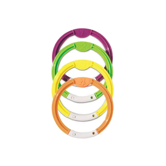 Swim Central Set of 4 Vibrantly Colored Swimming Pool Dive Rings 6.25" Yellow {1}