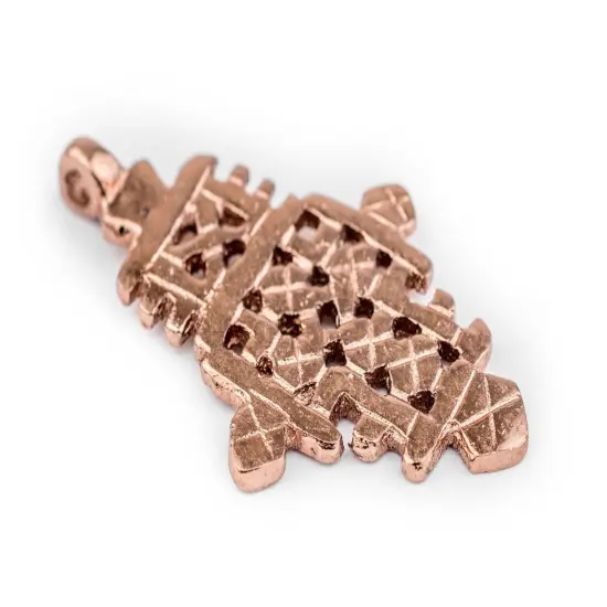Copper Coptic Cross Pendant (60x34mm): Authentic Ethiopian East African Design for Jewelry & Necklace Making {3}
