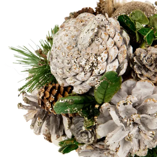 Northlight Glitter Pine Needle and Pinecones Christmas Ball Ornament - 5.5" Brown {4}