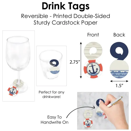 Big Dot of Happiness Ahoy - Nautical - Baby Shower or Birthday Party Paper Charger & Table Decorations Chargerific Kit for 8 {7}