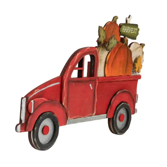 Northlight 14" Red Truck with Pumpkins Fall Harvest Sign Decoration {6}