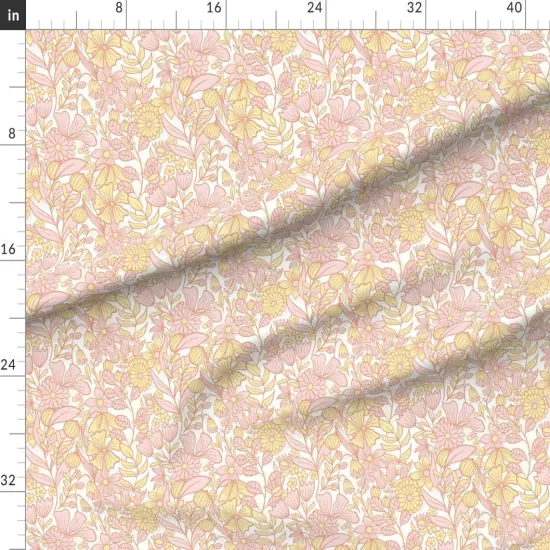 Various Fabrics by the Yard or Fat Quarter Romantic Floral Pastel Pink Yellow Feminine Cheerful Playful Delicate Custom Printed Fabric by Spoonflower {1}