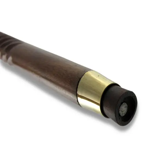 Spiral Shaft Wooden Walking Stick with Brass Compass Handle 34 inch {4}