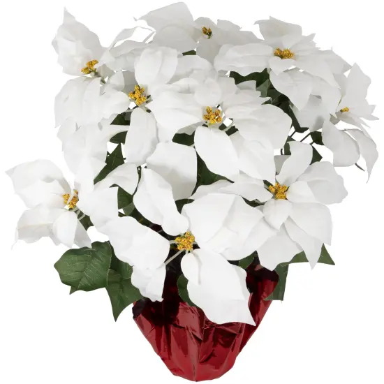 Northlight Artificial Christmas Poinsettia Flowers with Wrapped Base - 22" - White {5}