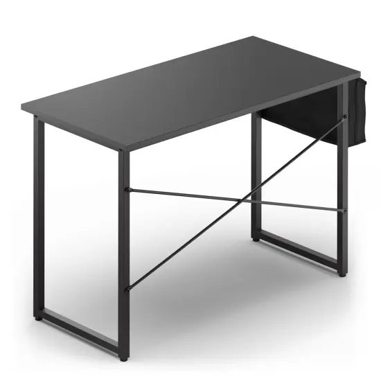 Costway 40''Modern Computer Desk Study Writing Table w/ Storage Bag Black/Coffee/Brown {5}