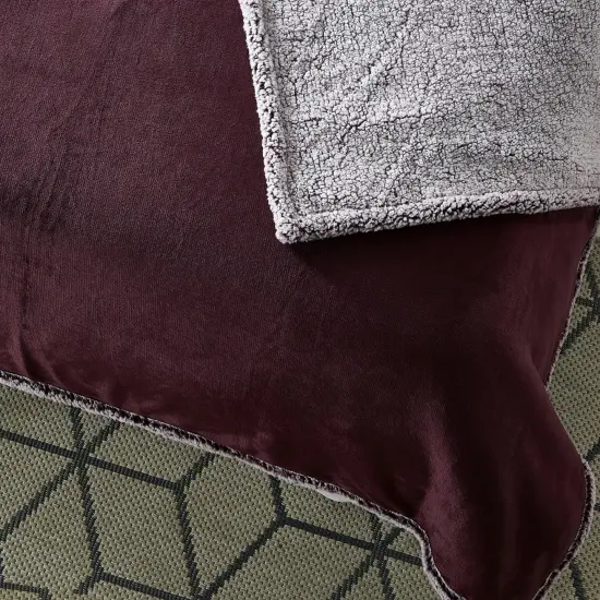 Orville Flannel Reversible Sherpa Throw 50"x60" Purple {2}