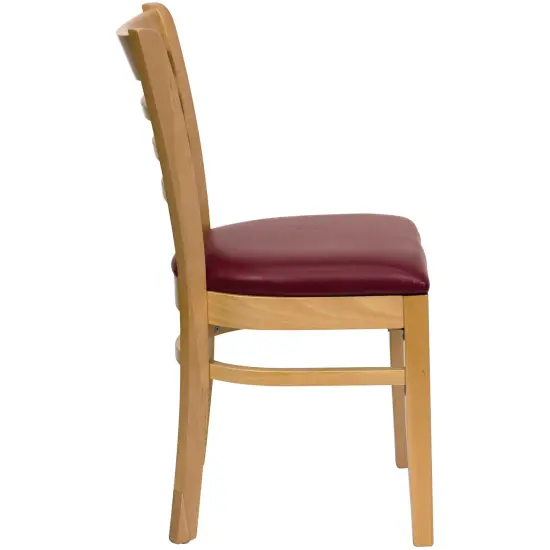 Emma and Oliver Ladder Back Wooden Restaurant Dining Chair BurgundyVYL/Natural {4}