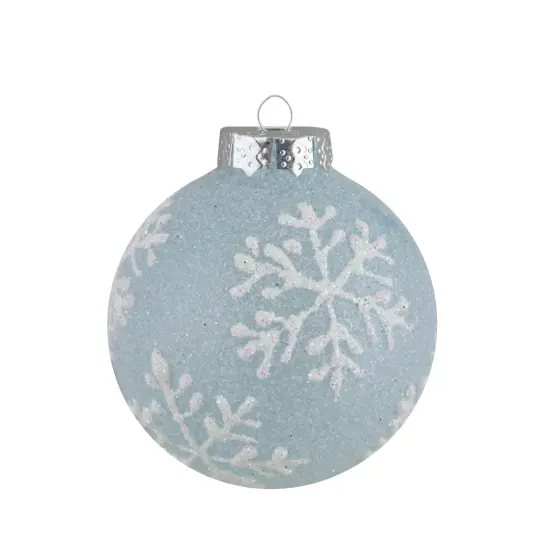 Northlight Snowflake and Striped Glass Christmas Ball Ornaments - 1.75" (45mm) - Ice Blue - 12ct {4}