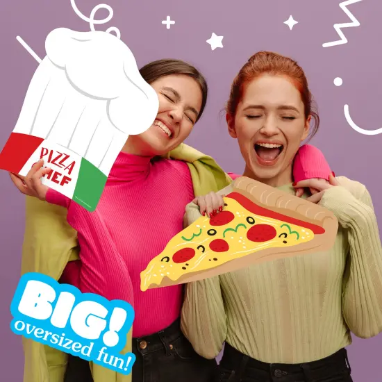 Big Dot of Happiness Pizza Party Time - Chef Hat and Pizza Slice Decorations - Baby Shower or Birthday Party Large Photo Props - 3 Pc {3}