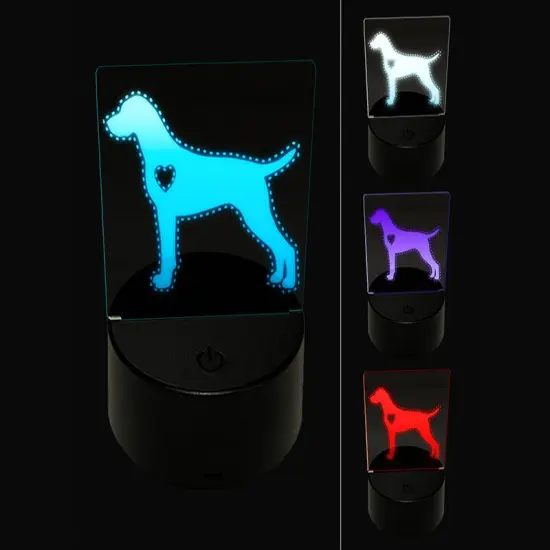 German Shorthaired Pointer Dog with Heart 3D Illusion LED Night Light Sign Nightstand Desk Lamp {1}