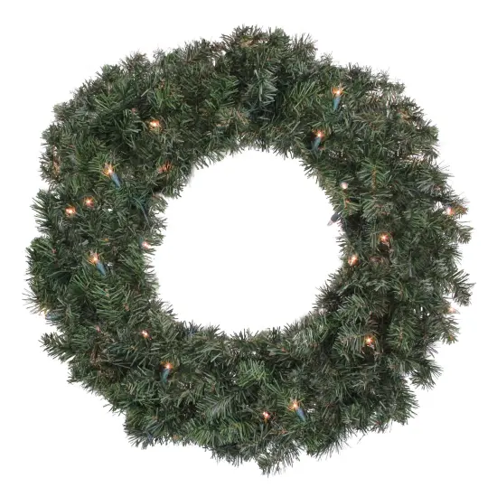 Northlight Pre-Lit Canadian Pine Artificial Christmas Wreath - 24" - Clear Lights Green {1}