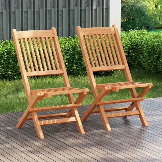 Costway Patio Folding Chair Indonesia Teak Wood Slatted Seat Natural Portable Outdoor {4}