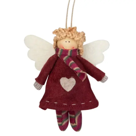 Northlight Angel Girl with Wings Hanging Christmas Ornament - 4.25" - Burgundy and Beige Red {4}