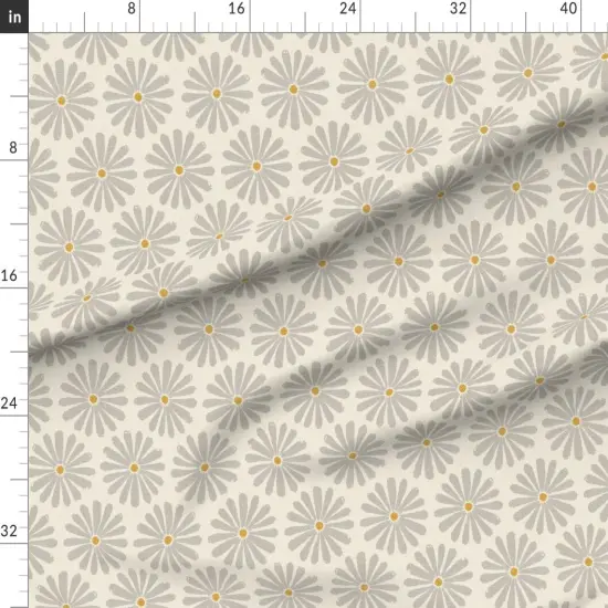 Various Fabrics by the Yard or Fat Quarter Neutral Daisy Simple Flowers Earth Tone Cool Gray On Cream Custom Printed Fabric by Spoonflower {1}