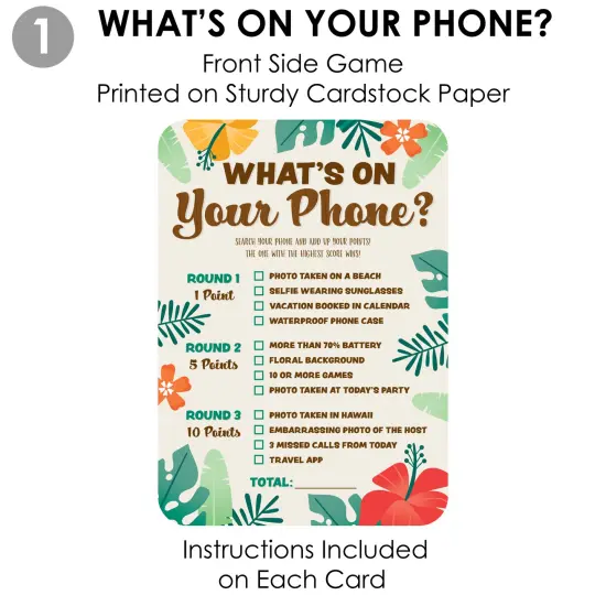 Big Dot of Happiness Tropical Luau - 2-in-1 Hawaiian Beach Party Cards - Activity Duo Games - Set of 20 {7}