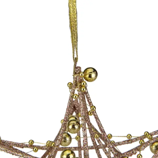 Northlight Starburst 3-D with Glitter and Beads Christmas Ornament - 5" - Rose Gold {4}