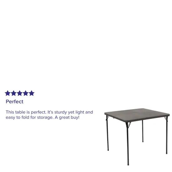 Emma and Oliver 2.83-Foot Square Bi-Fold Plastic Folding Table with Carrying Handle Gray {10}