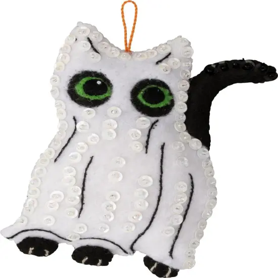 Bucilla Felt Ornaments Applique Kit Set Of 6-Purrfectly Spooky {6}
