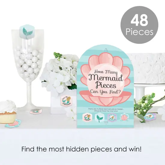Big Dot of Happiness Let&rsquo;s Be Mermaids - Baby Shower or Birthday Party Scavenger Hunt - 1 Stand and 48 Game Pieces - Hide and Find Game {3}