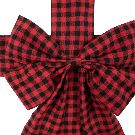 Northlight 14' Red Buffalo Plaid Christmas Door Bow {5}