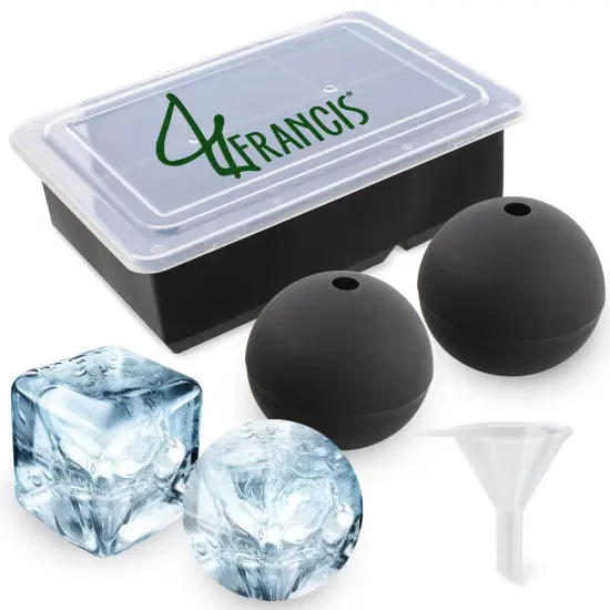 Silicone Ice Cube Mold 6 Cubes 2 Spheres Black Rubber Ice Cube Trays {1}