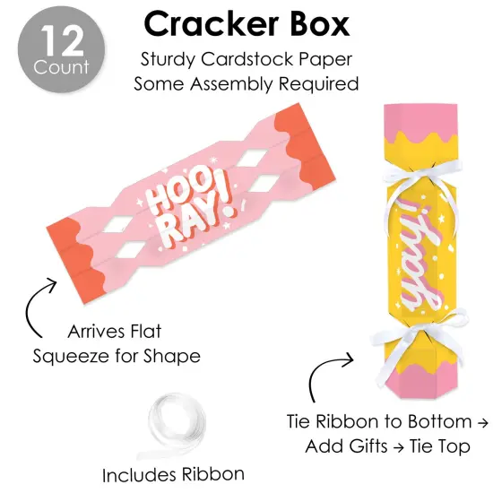 Big Dot of Happiness Party Time - No Snap Happy Birthday Party Table Favors - DIY Cracker Boxes - Set of 12 {6}