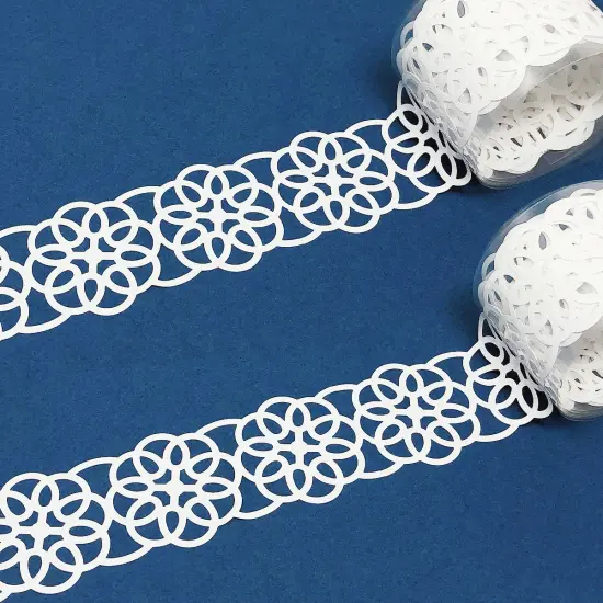 Wrapables Hollow Lace Pattern Washi Masking Tape 2M Length Total (Set of 2) White Geometric {8}