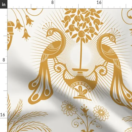 Various Fabrics by the Yard or Fat Quarter Gold Peacock Mediterranean Toscana Golden Italian Villa Palm Garden Fruit Damask Floral Botanical Classical Large Scale Custom Printed Fabric by Spoonflower {2}