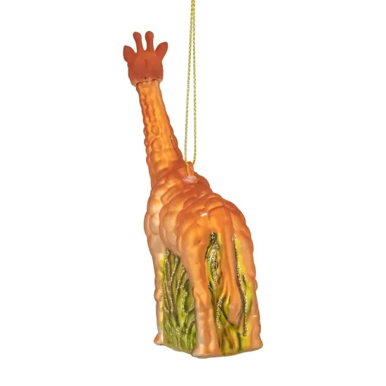 Northlight 5" Orange Giraffe and Green Grass Glass Christmas Ornament {6}