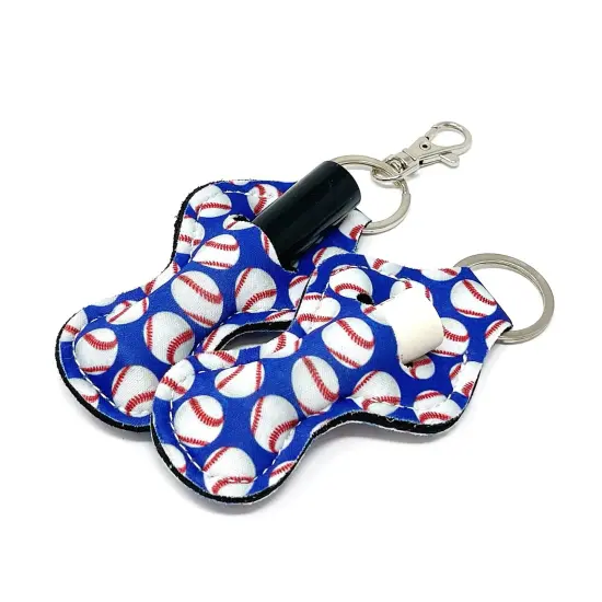 Wrapables 10 Pack Chapstick Holder Keychain with 10 Pieces Metal Clasps Play Ball {2}