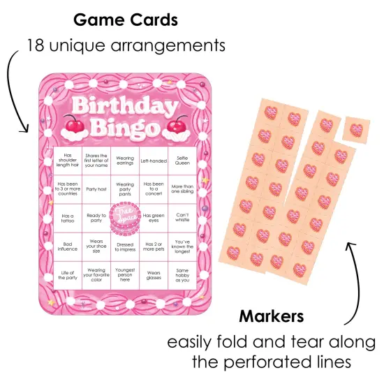 Big Dot of Happiness Hot Girl Bday - Find the Guest Bingo Cards and Markers - Vintage Cake Birthday Party Shaped Bingo Game - Set of 18 {3}