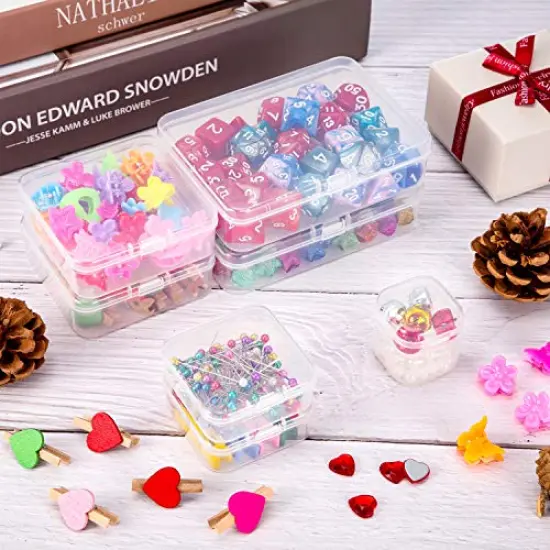 24 Pieces Small Clear Plastic Beads Storage Containers Box with Hinged Lid for Storage of Small Items, Crafts, Jewelry, Hardware (2.5 x 2.5 x 0.8 Inches) {3}