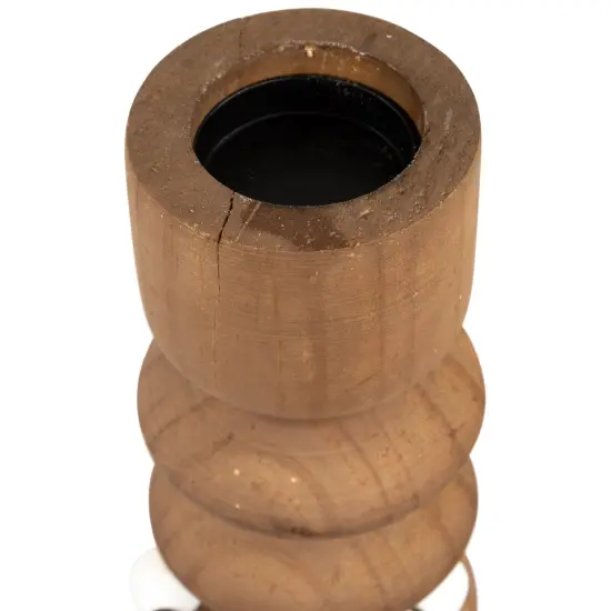 Northlight Wooden Tealight Candle Holder with Beaded Tassel - 9.75" - Brown {5}