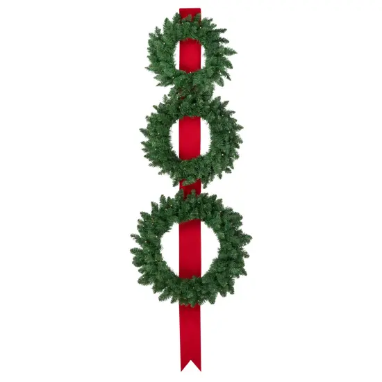 Northlight Pre-Lit Battery Operated Wreath Trio Christmas Decoration - 6.5' - Clear LED Lights Green {1}
