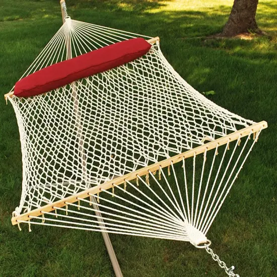 Algoma Netted Hammock With Attached Pillow - 156" x 60" - White and Beige Multicolor {1}